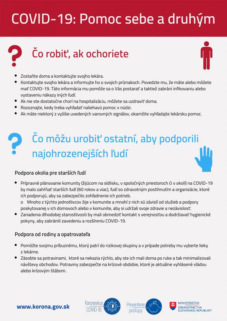 Nové infografiky z Ministerstva zdravotníctva SR_Pomoc sebe a druhým_COVID_19