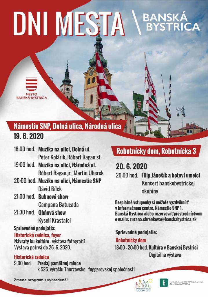 Dni mesta Banská Bystrica 2020 program