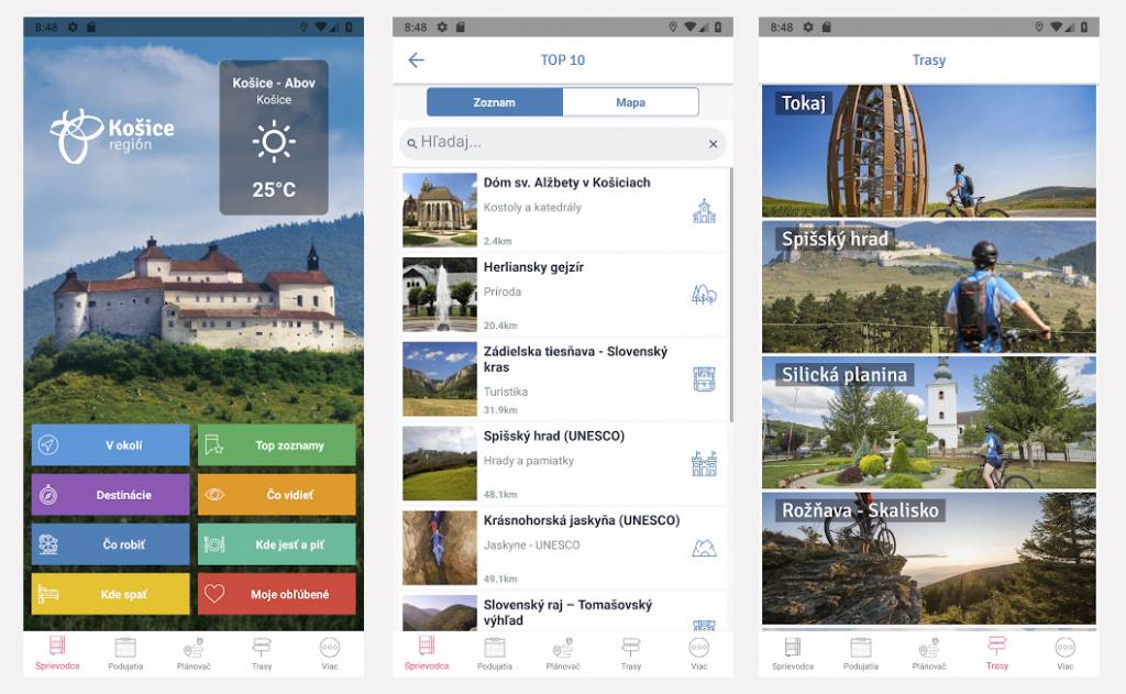 Turistický sprievodca, aplikácia do mobilu, Košice region