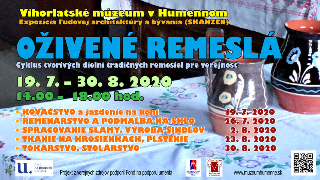 Vihorlatské múzeum v Humennom pozýva na letný zážitkový program v skanzene Oživené remeslá