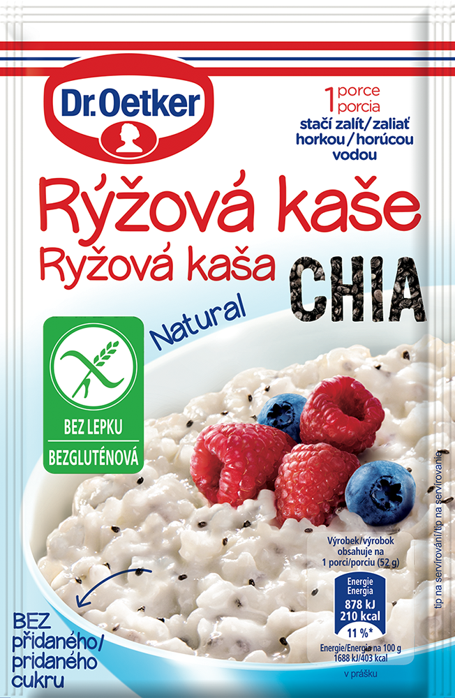 Dr. Oetker, ryžová kaša chia, gastro, lexikon